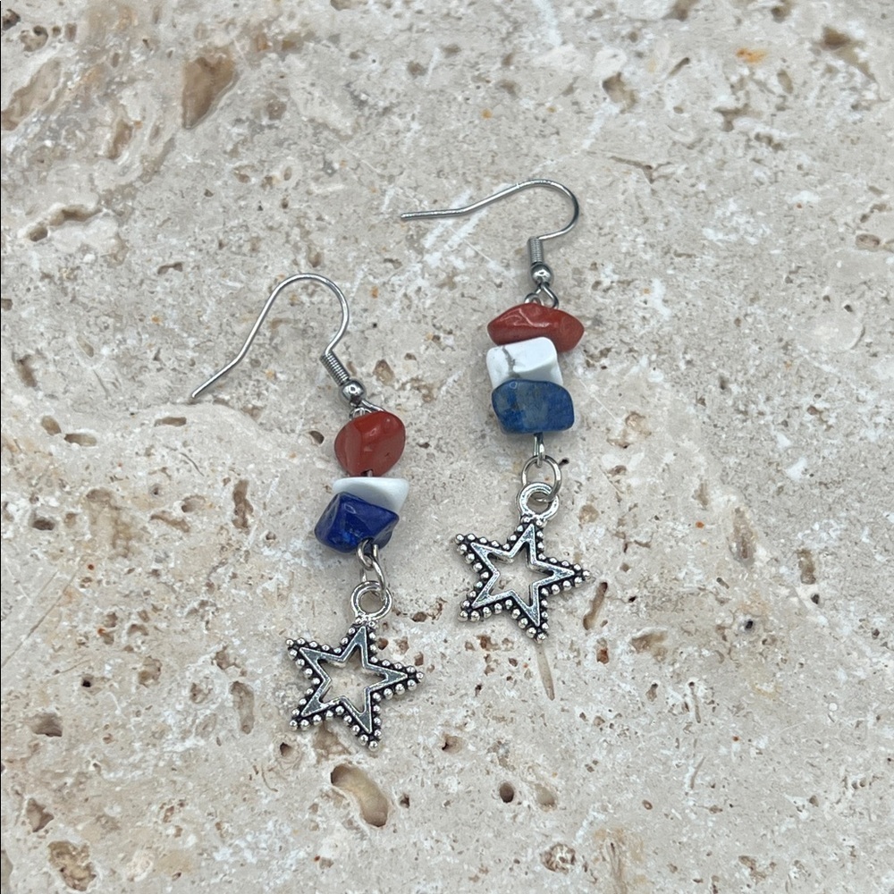Artisan Red, Blue, and White Star Earrings